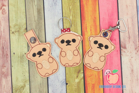 Funny Sitting Brown Bear ITH Keyfob for Boutique Sweatshirts