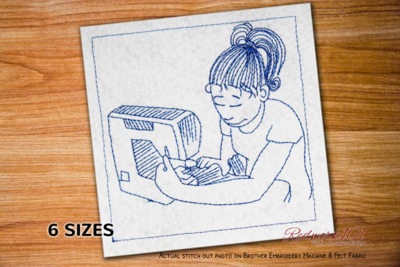 Girl Learning Sewing Redwork: Embroidery Gift Review
