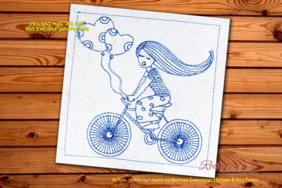Review: Girl Riding Bicycle in Love Redwork for Boutique Sweatshirts