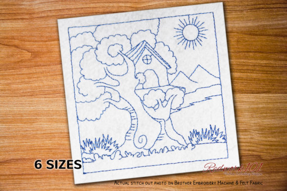 Tree House Embroidery Design for Boutique Apparel